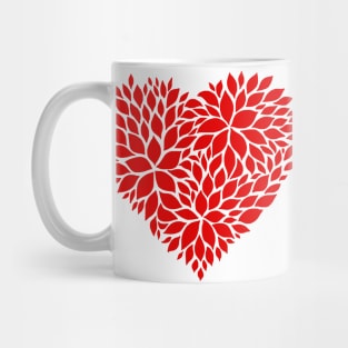 Red Floral Pattern Heart Mug